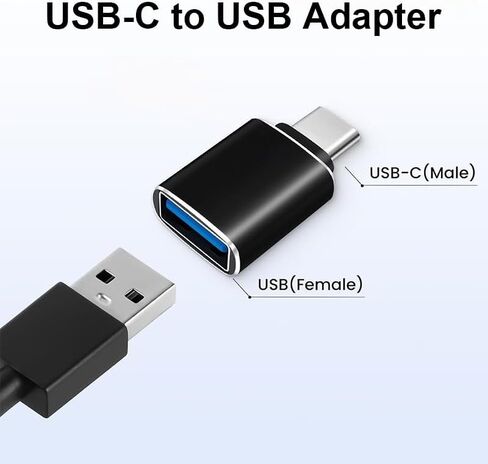 محول USB C إلى USB، قراءة سريعة، التوصيل والدفع، نقل بيانات عالي السرعة لسلسلة iPhone 16/15، iPad، MacBook، Samsung Galaxy S25/S24، أسود in Saudi Arabia