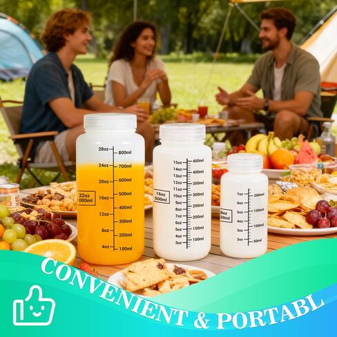 8oz Wide Mouth Plastic Bottles with Airtight Lids, Graduated Food Grade Leak Proof PP Containers Jars for Water Sample Lab Reagent Liquid Medicine Storage (Transparent, 3 Pack) in Saudi Arabia