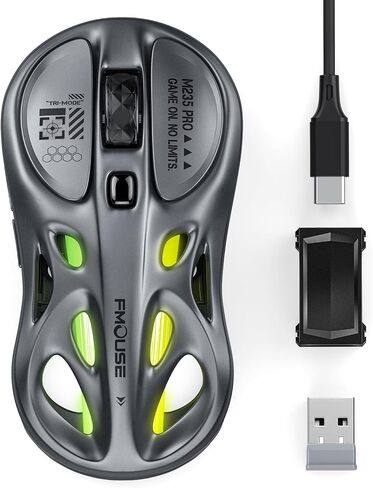 ماوس ألعاب لاسلكي، ثلاثي الوضع 2.4 جيجا/USB-C/ماوس بلوتوث، 800-4800 نقطة لكل بوصة، ماوس ألعاب بصري مريح، RGB و6 أزرار قابلة للبرمجة، 65 جرام، قابل لإعادة الشحن، للكمبيوتر الشخصي/Mac/الكمبيوتر المحمول in Saudi Arabia