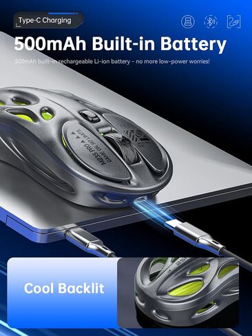 ماوس ألعاب لاسلكي، ثلاثي الوضع 2.4 جيجا/USB-C/ماوس بلوتوث، 800-4800 نقطة لكل بوصة، ماوس ألعاب بصري مريح، RGB و6 أزرار قابلة للبرمجة، 65 جرام، قابل لإعادة الشحن، للكمبيوتر الشخصي/Mac/الكمبيوتر المحمول in Saudi Arabia