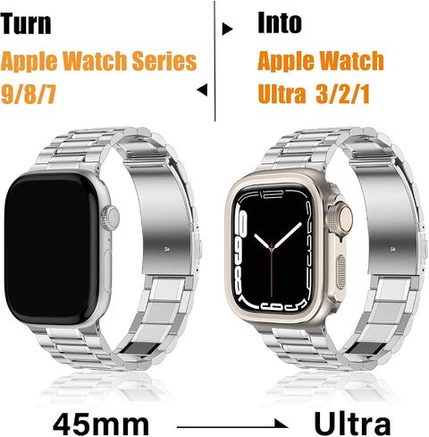 2 in 1 Rugged Metal Case Compatible with Apple Watch Series 11/10 46mm, Turn 46mm into Ultra 3/2/1 Seamlessly Bumper Protector Case with Watch Crown + Back Cover for iwatch, Titanium in Kuwait