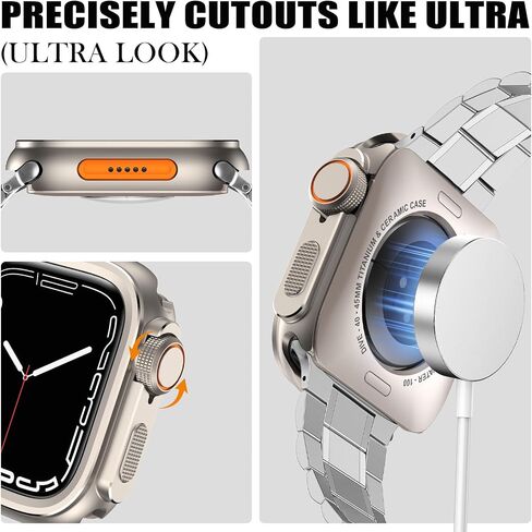 2 in 1 Rugged Metal Case Compatible with Apple Watch Series 11/10 46mm, Turn 46mm into Ultra 3/2/1 Seamlessly Bumper Protector Case with Watch Crown + Back Cover for iwatch, Titanium in Kuwait