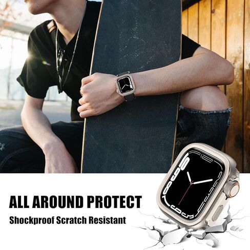2 in 1 Rugged Metal Case Compatible with Apple Watch Series 11/10 46mm, Turn 46mm into Ultra 3/2/1 Seamlessly Bumper Protector Case with Watch Crown + Back Cover for iwatch, Titanium in Kuwait