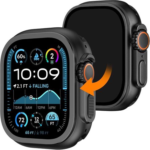 حافظة معدنية متينة 2 في 1 متوافقة مع Apple Watch Series 11/10 46 ملم، تحول 46 ملم إلى Ultra 3/2/1 حافظة حماية ممتصة للصدمات مع تاج الساعة + غطاء خلفي لساعة iwatch، تيتانيوم in Kuwait