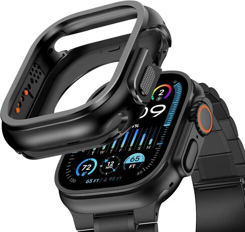حافظة معدنية متينة 2 في 1 متوافقة مع Apple Watch Series 11/10 46 ملم، تحول 46 ملم إلى Ultra 3/2/1 حافظة حماية ممتصة للصدمات مع تاج الساعة + غطاء خلفي لساعة iwatch، تيتانيوم in Kuwait