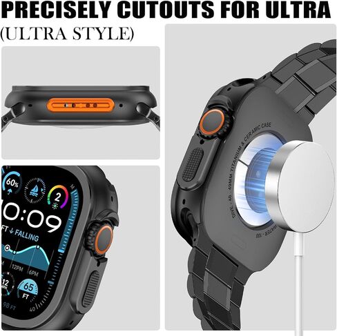 حافظة معدنية متينة 2 في 1 متوافقة مع Apple Watch Series 11/10 46 ملم، تحول 46 ملم إلى Ultra 3/2/1 حافظة حماية ممتصة للصدمات مع تاج الساعة + غطاء خلفي لساعة iwatch، تيتانيوم in Kuwait