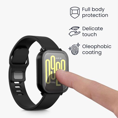 حافظة kwmobile متوافقة مع حافظة Xiaomi Redmi Watch 5 Active - 2X غطاء سيليكون لتتبع اللياقة البدنية من مادة TPU - شفاف/أسود in Saudi Arabia