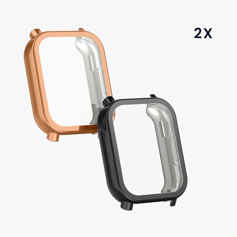 حافظة kwmobile متوافقة مع حافظة Xiaomi Redmi Watch 5 Active - 2X غطاء سيليكون لتتبع اللياقة البدنية من مادة TPU - شفاف/أسود in Saudi Arabia