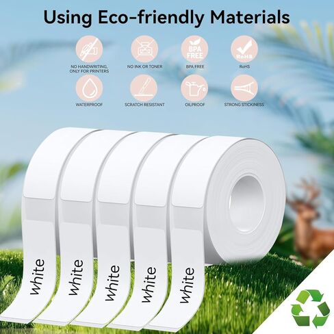 إعادة تعبئة شريط صانع الملصقات EEBBL D30 P21، 15 × 30 مم (0.59 بوصة × 1.2 بوصة) ملصقات طباعة ملصقات حرارية متوافقة مع ورق الطباعة المُكيَّف لطابعة الملصقات المحمولة D30 للمكتب، 230 ملصق/لفة، 5 لفات (أبيض) in Kuwait