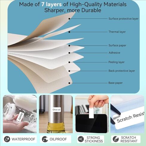 إعادة تعبئة شريط صانع الملصقات EEBBL D30 P21، 15 × 30 مم (0.59 بوصة × 1.2 بوصة) ملصقات طباعة ملصقات حرارية متوافقة مع ورق الطباعة المُكيَّف لطابعة الملصقات المحمولة D30 للمكتب، 230 ملصق/لفة، 5 لفات (أبيض) in Kuwait