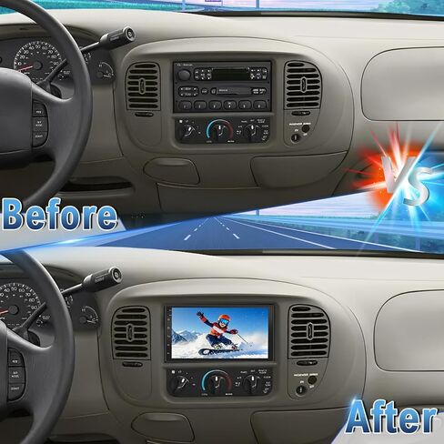 راديو ستيريو للسيارة Android 14 Double Din متوافق مع Ford F150 1997-2004، 2G+32G 7 بوصات راديو سيارة تعمل باللمس مع تشغيل لاسلكي Android Auto GPS WiFi Bluetooth RDS DSP SWC Mic كاميرا احتياطية in Kuwait