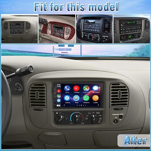 راديو ستيريو للسيارة Android 14 Double Din متوافق مع Ford F150 1997-2004، 2G+32G 7 بوصات راديو سيارة تعمل باللمس مع تشغيل لاسلكي Android Auto GPS WiFi Bluetooth RDS DSP SWC Mic كاميرا احتياطية in Kuwait