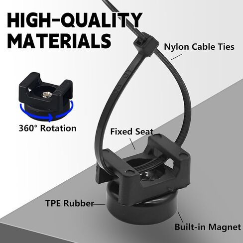 20PCS Magnetic Zip Tie Mount, Multipurpose Magnetic Cable Management Mount, 20 Mounts and 200 High Strength Nylon Cable Ties, Supplies for Organizing Cables and Wires (Vertical Load 7.5lbs) in Saudi Arabia