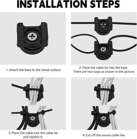 20PCS Magnetic Zip Tie Mount, Multipurpose Magnetic Cable Management Mount, 20 Mounts and 200 High Strength Nylon Cable Ties, Supplies for Organizing Cables and Wires (Vertical Load 7.5lbs) in Saudi Arabia