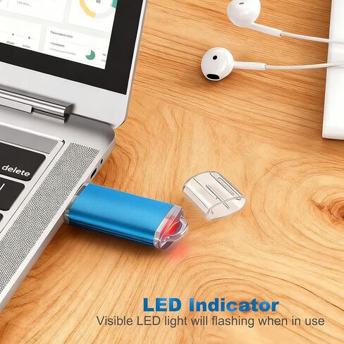 محركات أقراص فلاش USB سعة 16 جيجابايت، محركات أقراص الإبهام USB 2.0، عصا الذاكرة، محرك الأقراص المضغوطة، محرك القلم مع مؤشر LED للتخزين الخارجي للكمبيوتر الشخصي والكمبيوتر المحمول، أزرق in Kuwait