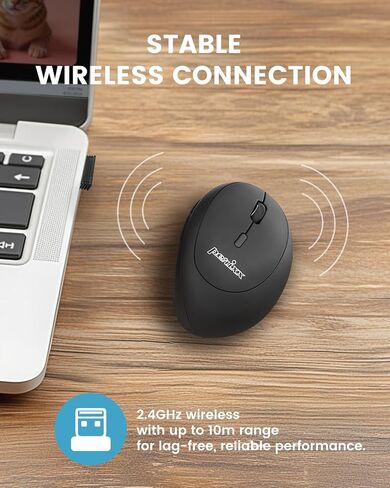 Perixx PERIMICE-719RX ماوس لاسلكي 2.4G قابل لإعادة الشحن - ميزة شحن سلكية ولاسلكية ثنائية - شاحن لاسلكي متضمن - أسود in Saudi Arabia
