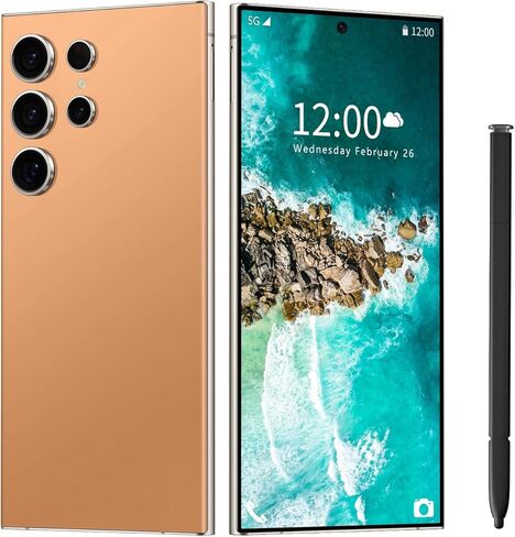 هاتف ذكي I24 Ultra 5G غير مقفل، 16 جيجابايت + 512 جيجابايت هاتف خلوي غير مقفل بالكامل لنظام Android 13، 6.8 بوصة هاتف خلوي غير مقفل، 6800 مللي أمبير، كاميرا مزدوجة 48 ميجابكسل + 108 ميجابكسل/شريحة اتصال مزدوجة/قفل بصمة الإصبع/وجه (برتقالي تيتانيوم) in Kuwait