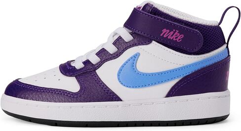 Nike Boys Court Borough Mid 2 Leather Athletic Shoes, White/White, 5 Big Kid in Saudi Arabia