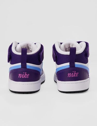 Nike Boys Court Borough Mid 2 Leather Athletic Shoes, White/White, 5 Big Kid in Saudi Arabia