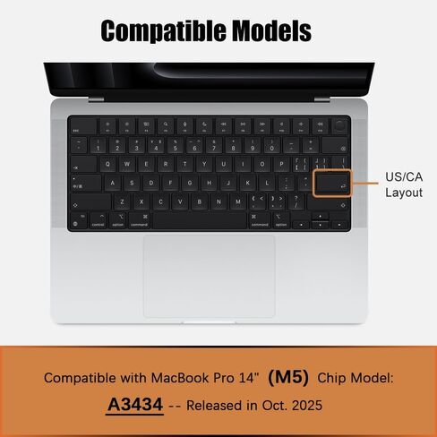 Keyboard Cover Skin for 2025 MacBook Pro 14 inches M5 Chip A3434 TPU Protector Accessories US/ANSI Layout (Silicone Gray) in Kuwait