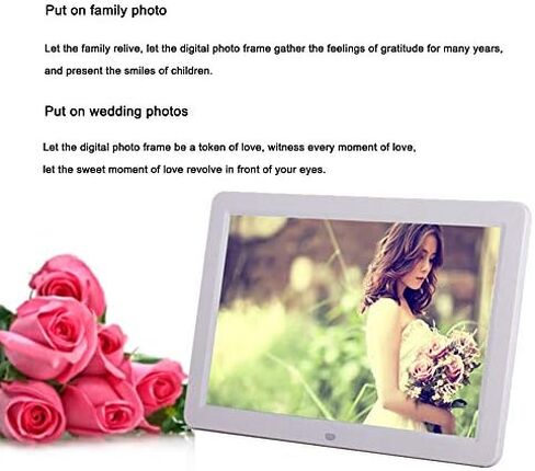 إطار صور رقمي مقاس 12 بوصة مع شاشة LCD، دقة عالية تبلغ 1280 × 800، يدعم تشغيل ملفات MP3 والفيديو وبطاقة SD ومحرك أقراص فلاش USB. in Saudi Arabia
