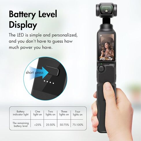 مقبض بطارية Yosoo Health Gear لجهاز Osmo Pocket 3، مقبض يد لبنك الطاقة من النوع C، خيط 1/4 بوصة، وقت ممتد 120 دقيقة in Saudi Arabia