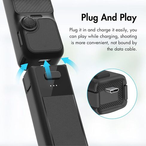 مقبض بطارية Yosoo Health Gear لجهاز Osmo Pocket 3، مقبض يد لبنك الطاقة من النوع C، خيط 1/4 بوصة، وقت ممتد 120 دقيقة in Saudi Arabia