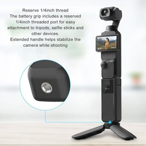 مقبض بطارية Yosoo Health Gear لجهاز Osmo Pocket 3، مقبض يد لبنك الطاقة من النوع C، خيط 1/4 بوصة، وقت ممتد 120 دقيقة in Saudi Arabia