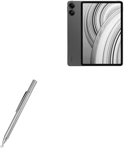 قلم BoxWave Stylus متوافق مع Xiaomi Redmi Pad Pro - قلم ذو سعة FineTouch، قلم شاشة فائق الدقة - فضي معدني in Saudi Arabia