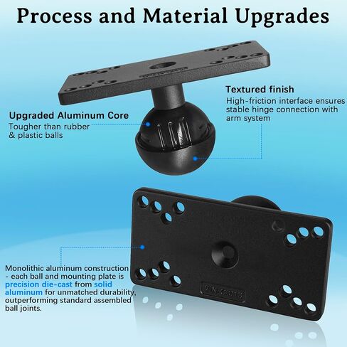 Aluminum 1.5" Ball Fish Finder mounting Plate for Hummingbird Helix 5,7, etc., C Size Universal Marine Electronics Bracket, Compatible with RAM Mounts in Kuwait