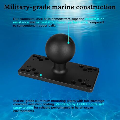 Aluminum 1.5" Ball Fish Finder mounting Plate for Hummingbird Helix 5,7, etc., C Size Universal Marine Electronics Bracket, Compatible with RAM Mounts in Kuwait