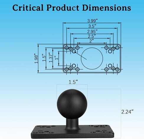 Aluminum 1.5" Ball Fish Finder mounting Plate for Hummingbird Helix 5,7, etc., C Size Universal Marine Electronics Bracket, Compatible with RAM Mounts in Kuwait