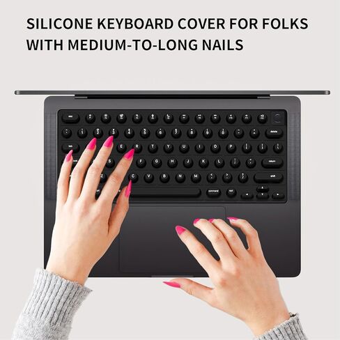 Keyboard Cover for Long Nails, Silicone Raised Keyboard Cover for OS X Laptop, Comfortable Typing (Pink) in Saudi Arabia