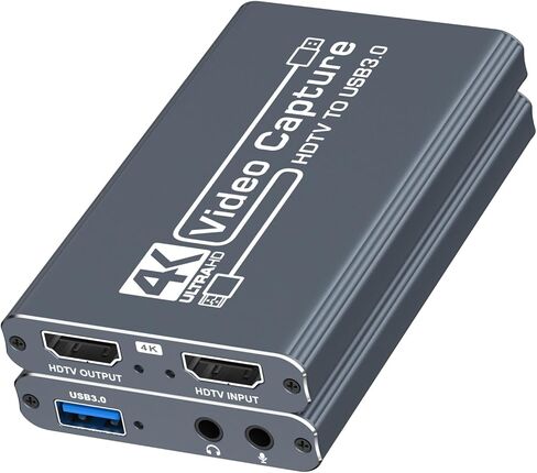 بطاقة التقاط HDMI 4K للبث، دقة Full HD 1080P 60FPS USB Cam Link Game بطاقة التقاط الصوت والفيديو نينتندو سويتش/PS5/3ds/Xbox/PS4 (أسود) in Kuwait