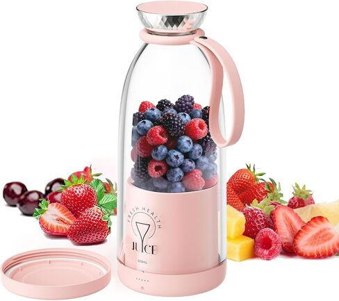 Portable Blender, Personal Smoothie Maker with 6 Blades, Rechargeable Mini Juicer Cup, 17 oz with Travel Lid for Outdoors, Camping, Office, Kitchen (Black) in Saudi Arabia
