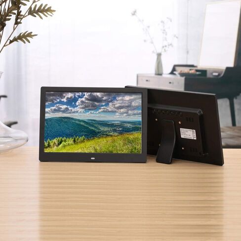 12-inch Digital Photo Frame, 1280x800 high Resolution, Widescreen Display, with Music, Video, Clock and Calendar Functions, Comes with a Remote Control, Supports USB and SD Card - Black in Saudi Arabia