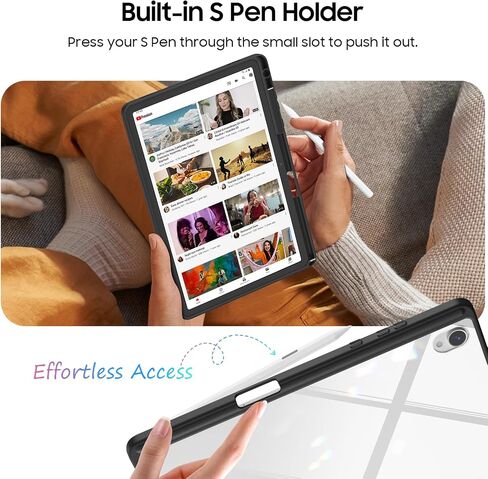حافظة Fintie Hybrid رفيعة لهاتف Samsung Galaxy Tab S11 5G 11 بوصة موديل 2025 (SM-X730/X736B) مع حامل قلم S، غطاء مقاوم للصدمات مع غطاء خلفي شفاف شفاف، استيقاظ/نوم تلقائي، رخام أرجواني in Saudi Arabia