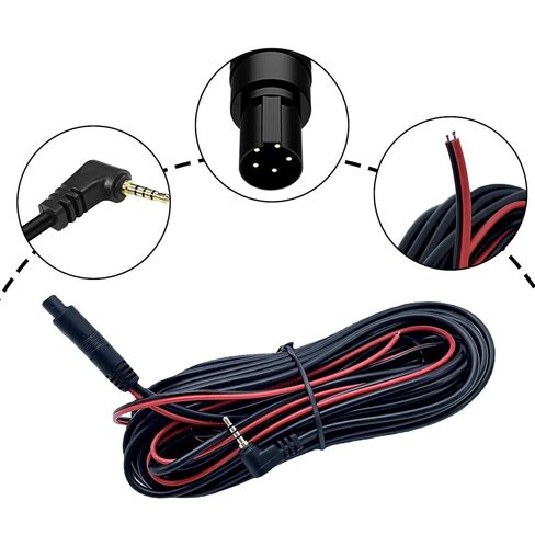 maywilla 5 دبوس داش كام كاميرا احتياطية كابل، 5 دبوس ذكر إلى 2.5mm ذكر التوصيل مرآة الرؤية الخلفية سيارة احتياطية كاميرا عكس تمديد الحبل مع سلك الزناد للشاحنات، rv، حافلة، سيارة بيك اب، سيارات الدفع الرباعي (33ft) in Kuwait