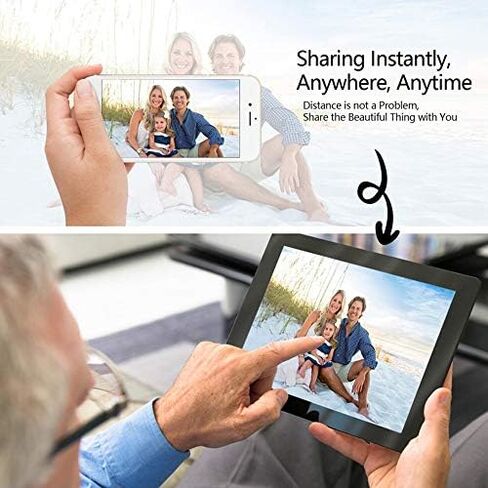 10-inch Smart WiFi Digital Photo Frame - 1280x800 IPS LCD Screen, 1080P Video, 16GB Storage Space, Send Photos via email Anytime, Anywhere, Automatic Rotation. in Saudi Arabia