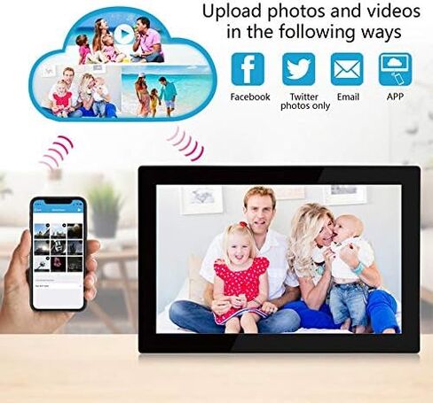 10-inch Smart WiFi Digital Photo Frame - 1280x800 IPS LCD Screen, 1080P Video, 16GB Storage Space, Send Photos via email Anytime, Anywhere, Automatic Rotation. in Saudi Arabia