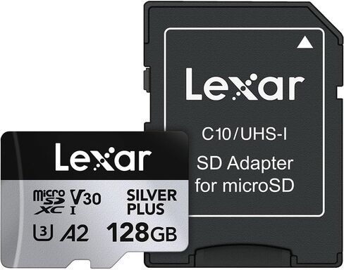 بطاقة Lexar LMSSIPL128G-BNANU سعة 128 جيجابايت باللون الفضي الاحترافي بالإضافة إلى بطاقة microSDXC، قراءة بسرعة 205 ميجابايت/ثانية، وكتابة بسرعة 150 ميجابايت/ثانية، 3 حزم in Saudi Arabia