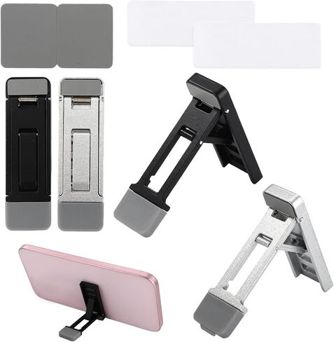 4pcs Foldable Keyboard Stand Riser, Portable Adjustable Tilt Angle Mini Laptop Feet with Silicone Pads for Home Office Desk (Silver, Black) in Saudi Arabia
