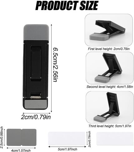 4pcs Foldable Keyboard Stand Riser, Portable Adjustable Tilt Angle Mini Laptop Feet with Silicone Pads for Home Office Desk (Silver, Black) in Saudi Arabia