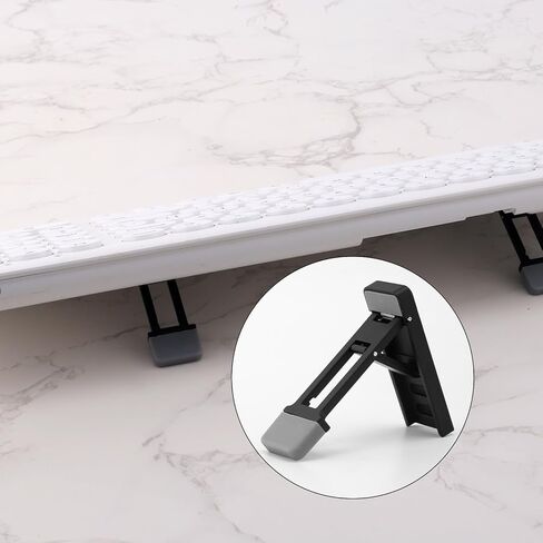4pcs Foldable Keyboard Stand Riser, Portable Adjustable Tilt Angle Mini Laptop Feet with Silicone Pads for Home Office Desk (Silver, Black) in Saudi Arabia