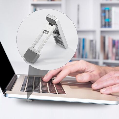 4pcs Foldable Keyboard Stand Riser, Portable Adjustable Tilt Angle Mini Laptop Feet with Silicone Pads for Home Office Desk (Silver, Black) in Saudi Arabia