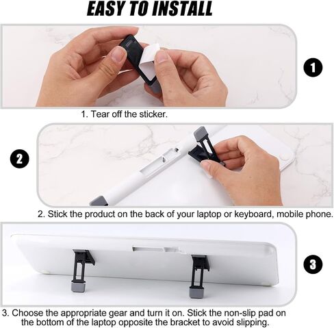 4pcs Foldable Keyboard Stand Riser, Portable Adjustable Tilt Angle Mini Laptop Feet with Silicone Pads for Home Office Desk (Silver, Black) in Saudi Arabia