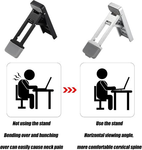 4pcs Foldable Keyboard Stand Riser, Portable Adjustable Tilt Angle Mini Laptop Feet with Silicone Pads for Home Office Desk (Silver, Black) in Saudi Arabia