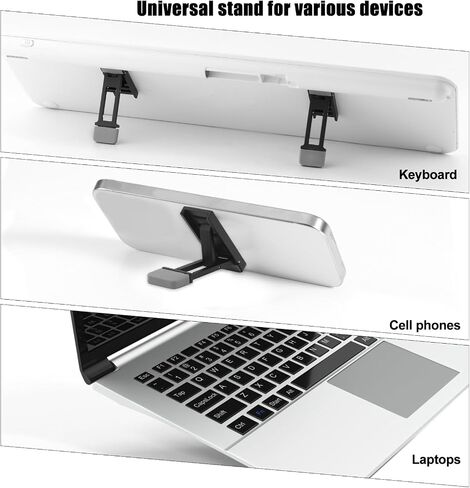 4pcs Foldable Keyboard Stand Riser, Portable Adjustable Tilt Angle Mini Laptop Feet with Silicone Pads for Home Office Desk (Silver, Black) in Saudi Arabia