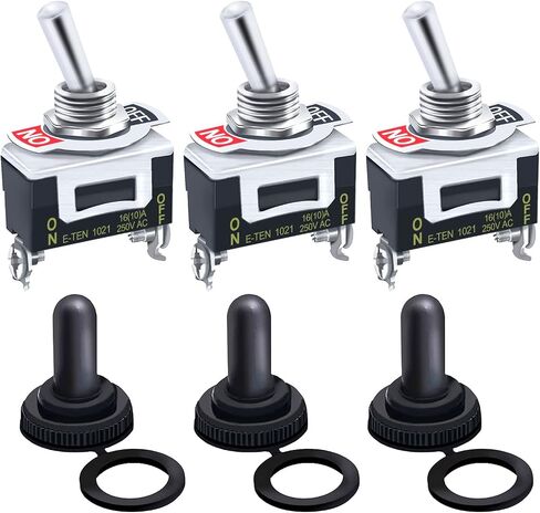 Twidec/3 عصابة الثقيلة روكر تبديل لوحة معدنية مع 16A 250V AC SPST 2 وضع 2 دبوس تشغيل/إيقاف مفتاح معدن الخفافيش غطاء الحذاء المقاوم للماء TEN-1021-B101-BMZ in Kuwait