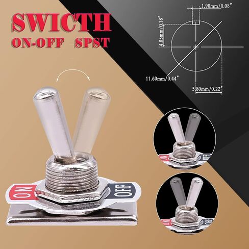 Twidec/3 عصابة الثقيلة روكر تبديل لوحة معدنية مع 16A 250V AC SPST 2 وضع 2 دبوس تشغيل/إيقاف مفتاح معدن الخفافيش غطاء الحذاء المقاوم للماء TEN-1021-B101-BMZ in Kuwait